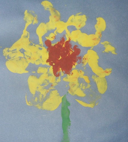 sunflower handprint painting